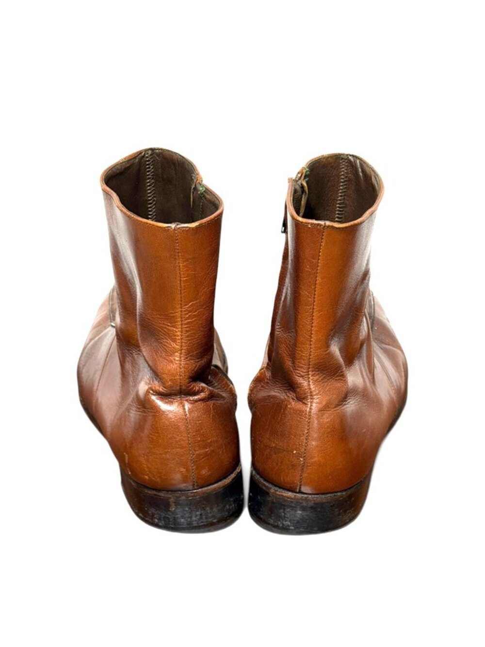 Vintage 70s Florsheim Imperial Leather Side Zip Beatle Boots 10 3E Extra Wide - Picture 3 of 10